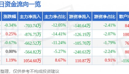股票行情快报:西藏旅游(600749)7月2日主力资金净卖出703.74万元