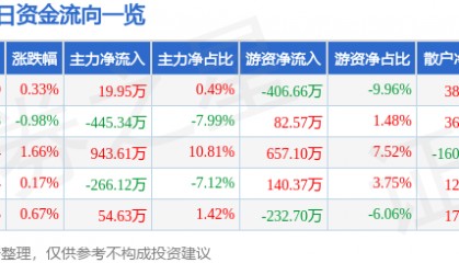 股票行情快报:如意集团(002193)7月3日主力资金净买入19.95万元