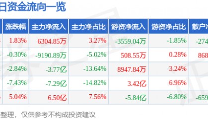 股票行情快报:盛和资源(600392)10月21日主力资金净买入6304.85万元