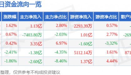 股票行情快报：江淮汽车（600418）9月8日主力资金净买入1.13亿元