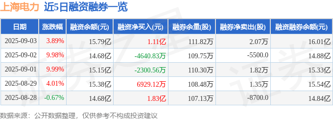 上海电力（600021）9月3日主力资金净卖出6.03亿元